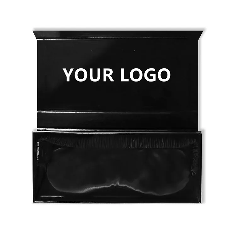 Factory Custom logo private label silk eyemask luxury black 100% real mulberry silk eye mask set for sleep