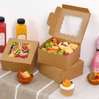 Cajas Pequeñas de Papel Kraft Marrón con Ventana de 6x6x3 Pulgadas para Pasteles, Chocolate, Macarons, Cupcakes, Golosinas, Donuts