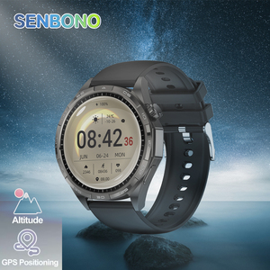 SENBONO GPS สมาร์ทวอทช์สำหรับผู้ชาย-เครื่องติดตามการออกกำลังกาย การโทรแบบไร้สาย การควบคุมเพลง IP67 กันน้ำ ดีไซน์แบบสายรัดข้อมือ หน้าจอสัมผัส - Product Image 1