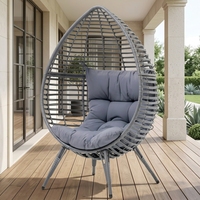 Fauteuil suspendu rond en osier avec pieds, pour intérieur et extérieur, balançoire moderne en rotin pour jardin et patio, hamac en acier