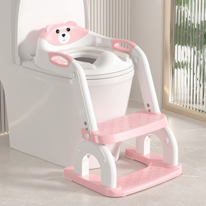 Baby Guard Town Toddler Toilet Seat With Step <b>Stool</b> Animal Pattern PP Material Potty Training Aid For Kids - Product Image 4
