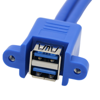 Kabel Data ekstensi dudukan Panel Wanita lapisan ganda USB 3.0 jantan ke lapisan ganda dengan PTFE PVC kabel kunci sekrup isolasi nilon