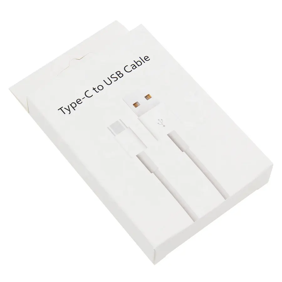 אופנה נייר חבילה הקמעונאי תיבת עבור סוג-C כבל נתונים מטען קו לבן חבילה קופסות עבור סוג C USB קו