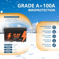 Batterie solaire LiFePO4 12,8 V 100 Ah 200 Ah pour système hors réseau, batterie de secours domestique au lithium fer phosphate avec BMS