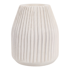 Vaso in Legno Scanalato Rotondo per Arredamento Casa, Soggiorno, Camera da Letto, Ufficio, Esposizione su Tavolo, Stile Casual Intagliato a Mano - Product Image 4