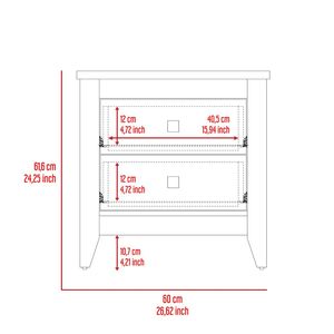 Amara Nightstand Two Drawer <b>Black</b> <b>Wood</b> Storage <b>Side</b> <b>Table</b> For Bedroom - Product Image 2