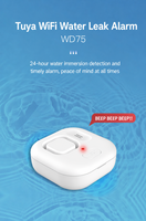 Alarme de fuite d'eau intelligente Tuya, alarme WIFI pour téléphone portable, capteur d'alarme de débordement, capteur d'alarme de fuite d'eau