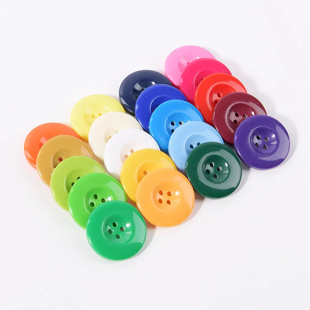 Wholesale Custom 4 Holes Colorful Sewing Flatback Button Resin Overcoat Button for Fashion Clothing