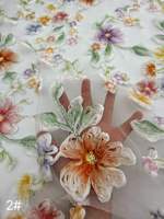 Tissu en dentelle à sequins motif jardin aquarelle élégant, tissu en tulle brodé de fleurs de vigne lourdement perlé de luxe pour robe de bal haute couture