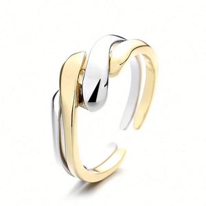 Bagues Tressées Tendance pour Femmes, Bijoux Faits Main en Cuivre Plaqué Or 18K, Forme Ondulée Irrégulière, Modèle Ouvert Combiné Yuanchen Jf110831 - Product Image 5