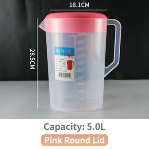 थोक 2.5l 5l बड़ी क्षमता वाले ठंडे पानी केटल जूस पिचर फूड ग्रेड पीपी प्लास्टिक ढक्कन और पैमाने के साथ - Product Image 3