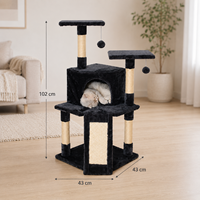 En gros Arbre à chat moderne multi-niveaux en sisal avec rampes à gratter en peluche et deux plateformes