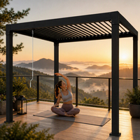 Pergola bioclimatique à toit réglable en aluminium thermolaqué avec manivelle manuelle, pergola de jardin moderne, supports de pergola pour extérieur