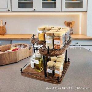 Wooden double-layer heart-shaped <b>storage</b> <b>rack</b>, household <b>storage</b> <b>rack</b>, <b>kitchen</b> bottled condiment <b>rack</b>, multi-purpose <b>storage</b> - Product Image 2