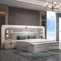 Ensembles de cadres de lit de taille King, meubles de luxe, lits de maison, chambre d'hôtel, ensemble de meubles de chambre à coucher en bois moderne