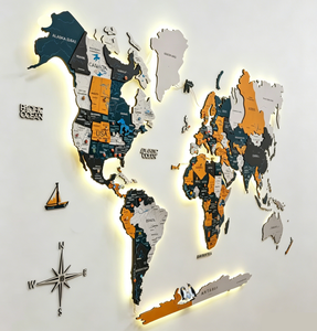 YZOK3D Décoration murale carte du monde, grande décoration murale en bois pour la maison, carte du monde pour les voyages, convient à la <span class=keywords><strong>famille</strong></span>, à la cuisine ou au bureau - Product Image 1