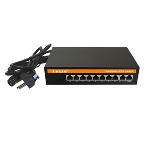 TINCAM Super Mini 10 puertos <span class=keywords><strong>POE</strong></span> Switch 48V 100 metros 8 RJ45 <span class=keywords><strong>PoE</strong></span> 10/100M + 2 RJ45 uplink 10/100M Interruptores <span class=keywords><strong>PoE</strong></span> de tamaño pequeño para CCTV - Product Image 1