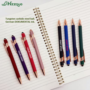 Werbeartikel Metall-Kugelschreiber mit Logo, Aluminium Großhandel 2-in-1 Soft-Touch-Stylus mit Gummigriff - Product Image 2