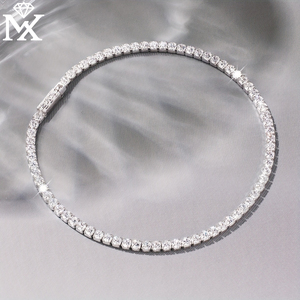 1PC 925 Plata Moda Elegante 2mm Cadena de Zirconia Artificial Pulsera de Tenis Pulsera de Cadena Premium - Product Image 2