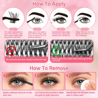 Yiernuo Salon Professional Wispy Cluster Lashes Tahan Lama Dapat Digunakan Kembali dengan Tray Bulu Mata dan Aplikator untuk Pernikahan