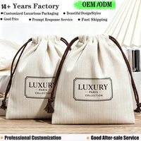Sac à poussière en coton et lin à chevrons recyclable avec cordon de serrage, pochette minimaliste pour ornements, sac réutilisable avec logo personnalisé