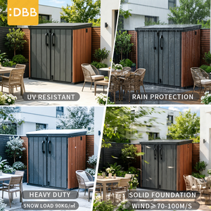 Armoire <span class=keywords><strong>de</strong></span> jardin en plastique 900L à <span class=keywords><strong>prix</strong></span> <span class=keywords><strong>d</strong></span>'usine, boîte <span class=keywords><strong>de</strong></span> rangement extérieure avec couvercle, abri à outils en résine résistante aux intempéries avec revêtement PVC - Product Image 4