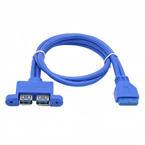 สายต่อขยาย USB 3.0 แบบ 20 พิน ต่อเข้ากับพอร์ต USB ตัวเมียแบบคู่ พร้อมหูยึดตัวเครื่อง สายต่อขยาย USB 3.0 ทองแดง สีฟ้า - Product Image 4