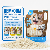 Litière pour chat en tofu, sans additifs, faible teneur en résidus, haute absorption d'eau, vente en gros d'usine OEM ODM, sans danger pour les animaux de compagnie