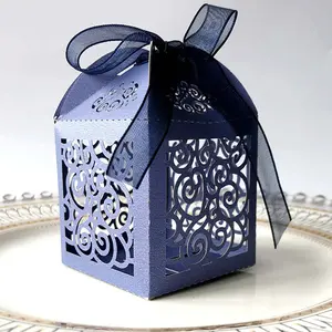 50pcs each Pack Wedding Favor Boxes Laser Cut Party Favor Small Gift Lace Candy Boxes For Wedding Baby Shower Birthday Party