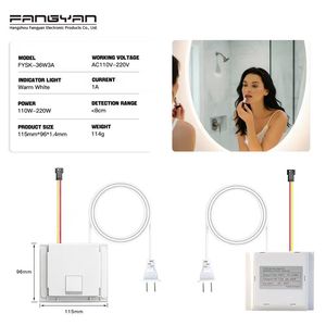 Interrupteur Tactile Intelligent à Intensité Variable 12V 3A 36W, 110V/220V, pour Miroir LED Monocouleur/CCT/Anti-buée - Product Image 6