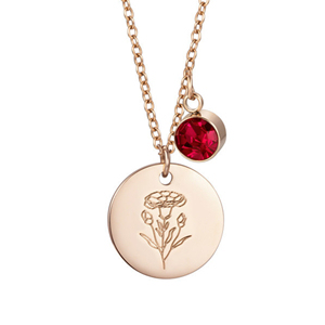Nuovo Design Collana con Ciondolo in Cristallo Grezzo e <span class=keywords><strong>Fiore</strong></span> del Mese di Nascita, Gioiello in Acciaio Inossidabile - Product Image 2