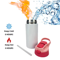Gourde isotherme écologique pour enfants en acier inoxydable à double paroi avec paille – Bouteille d'eau pour enfants