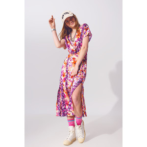 Vestido maxi con estampado floral y nudo frontal en multicolor - Product Image 4