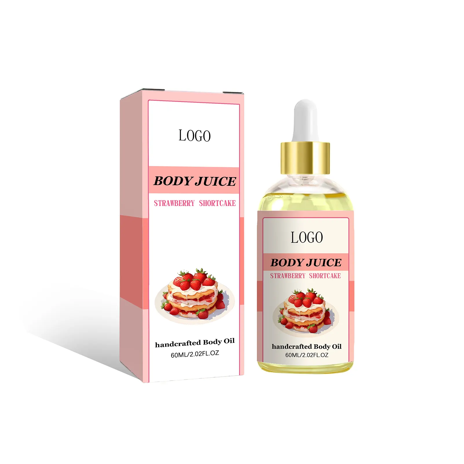 Small order custom organic body oils wholesale strawberry shortcake body juice oil