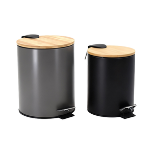 <span class=keywords><strong>Cubo</strong></span> de <span class=keywords><strong>basura</strong></span> <span class=keywords><strong>pequeño</strong></span> de hierro para exteriores de 5L con cubierta de bambú <span class=keywords><strong>Cubo</strong></span> de <span class=keywords><strong>basura</strong></span> único para cocina y baño con estructura de pedal - Product Image 1