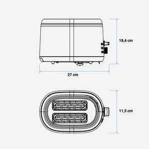 Tostadora Eléctrica Automática TOASTY-PLUS 2S/OB de 850W, 2 Ranuras, Negra, para Desayuno, para el Hogar, España - Product Image 3