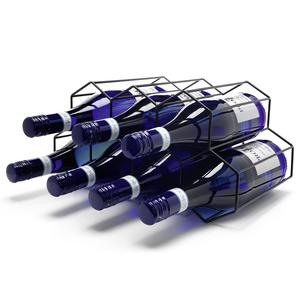 Porte-bouteilles en métal, support pour 6 bouteilles, empilable, pour la cuisine, le bar, l'exposition - Product Image 1