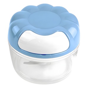 Mini hachoir à ail manuel, presse-ail avec récipient transparent et couvercle bleu pour la cuisine - Product Image 1