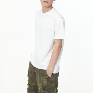 เสื้อยืดคอกลมแขนสั้นสีพื้นเรียบง่าย ดีไซน์สายคล้องไหล่คู่ ทรงสามมิติ ผ้าฝ้ายแท้ เสื้อยืดกีฬา - Product Image 5