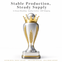 Trophée Couronne Personnalisé Or Argent, Récompense Métallique Sur Mesure avec Gravure en Relief Blé, Fabrication OEM ODM Directe Usine, Trophées Personnalisés