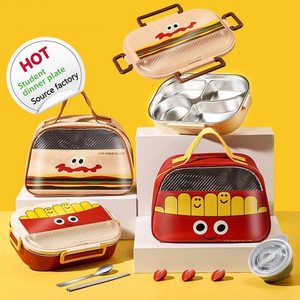 BPA 프리 1500ML 귀여운 햄버거 디자인 학생 도시락 가방 세트 (보온 기능 포함, 어린이용, 칩스 프린팅) - Product Image 5