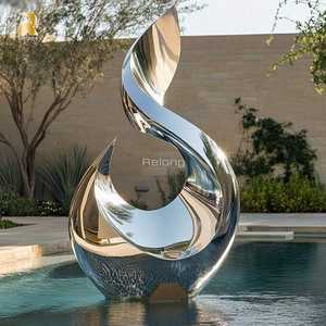 抽象的な彫刻像屋外モダンメタルアートデコレーションステンレス - Product Image 2