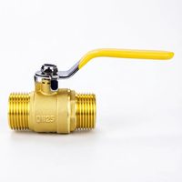 Robinet à bille en laiton forgé, fileté mâle, avec écrou d'union et raccord de sortie, levier jaune pour système de chauffage de l'eau