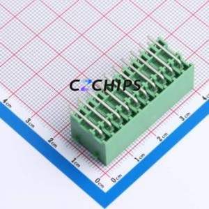 DB2ERHBG-3.81-2*10P-GN Plug-in Terminal Block Bent Lead Through Hole,P=3.81mm Board-to-Board / Socket - Closed Snap Fixing 2x10P - Product Image 2