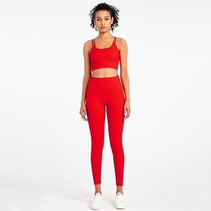 2025 reggiseno con spalline e Leggings a prova di Squat <span class=keywords><strong>abbigliamento</strong></span> da allenamento atletico pelle secca rapida donna 2 pezzi Set di <span class=keywords><strong>abbigliamento</strong></span> <span class=keywords><strong>sportivo</strong></span> - Product Image 2