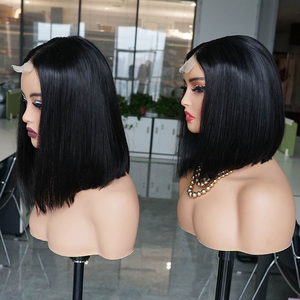 Wholesale <strong>Haosi</strong> 2x6 HD Lace Front Bob Wig 10 Inch Bone Straight Glueless Pre-Plucked Indian Virgin Hair 150% Density Brown - Product Image 1
