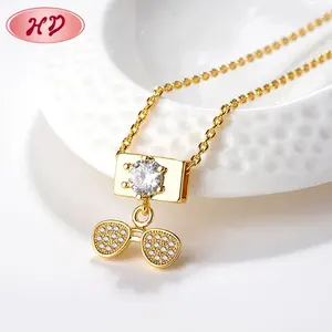 Personalized Mixed Fine Necklace 18K Gold Filled Style Chain Pendant Eyeglass Pendant Crystal Necklace
