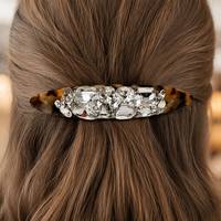 Nouvelle Arrivée Pince à Cheveux Ovale Faite Main en Strass, Barrette Tendance en Acétate, Cristal Haut de Gamme, Idéale pour Fête, Mariage, Cadeau