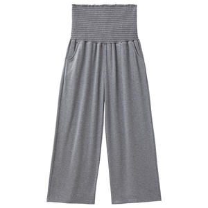Pantalones de Maternidad October Crystal, Grises, de Alta Elasticidad, Tejidos, de Pierna Ancha, para Estar en Casa, Primavera-Otoño, Cómodos y Transpirables - Product Image 5