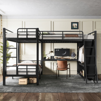 Lit superposé triple moderne en forme de L, taille XL, avec bureau et armoire, gain de place, pour enfants, adolescents, appartement, dortoir, ODM OEM